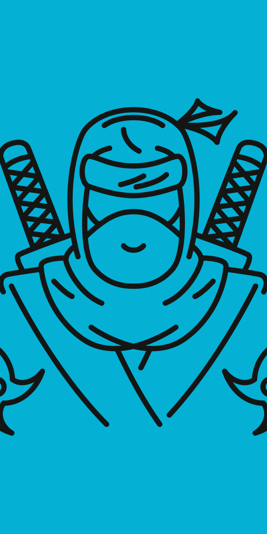 L’icona di un ninja; è una delle icone disegnate per l’interfaccia di “Ride 3”, la terza edizione del videogioco sviluppato da Milestone | © Portfolio di Riccardo Anelli