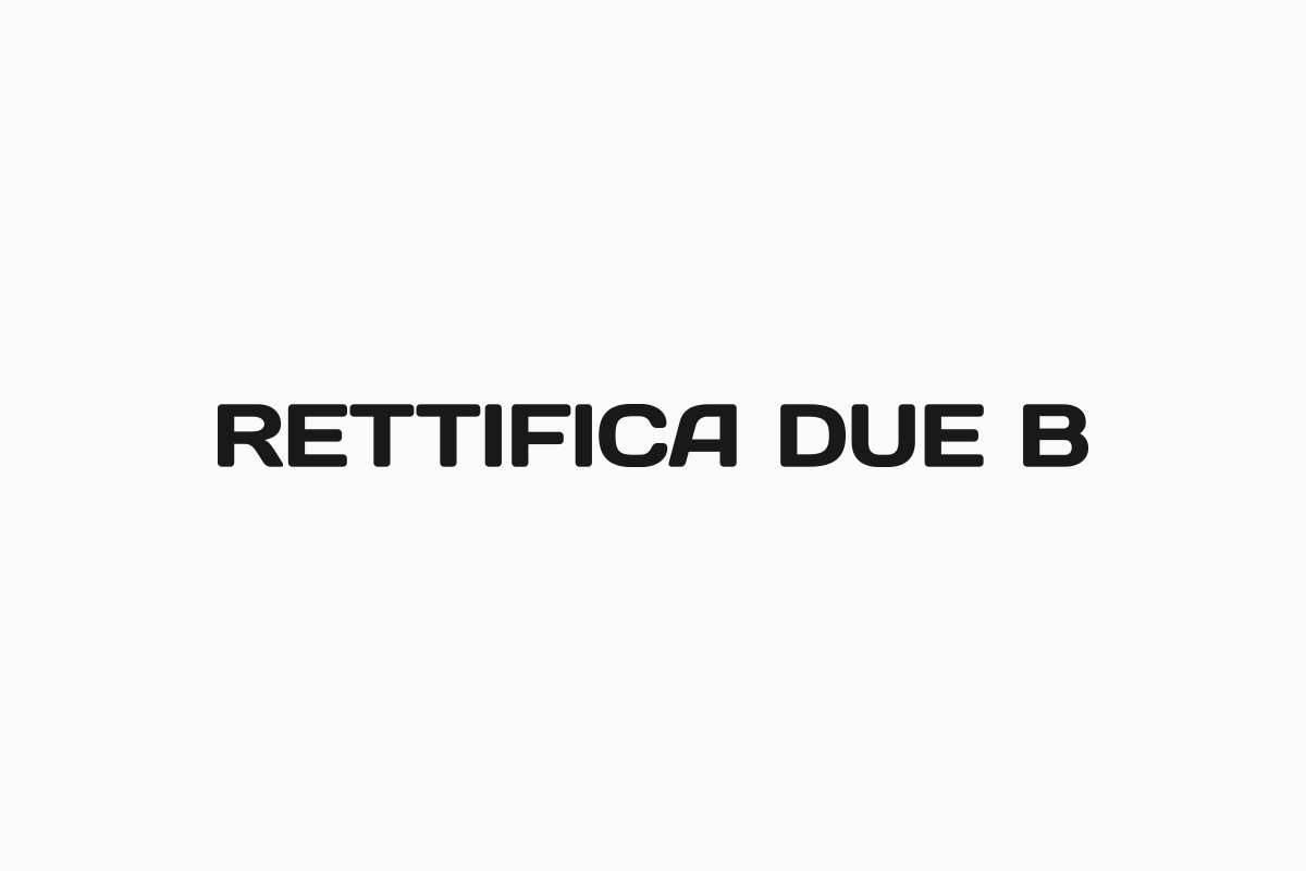 Il logo disegnato per Rettifica DUE B; qui nella versione in bianco e nero (logo nero su fondo bianco)