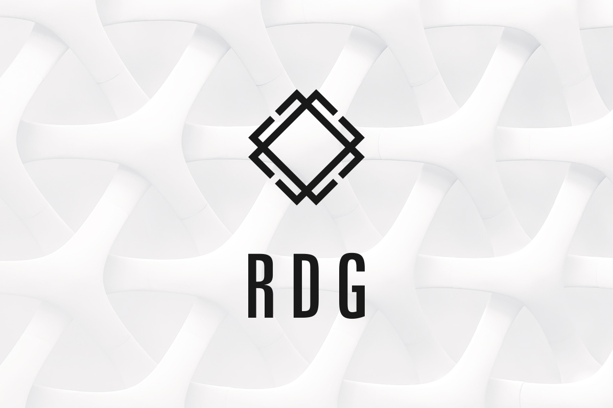 Il logo disegnato per RDG; qui è utilizzato in “positivo” (logo nero su fondo chiaro)