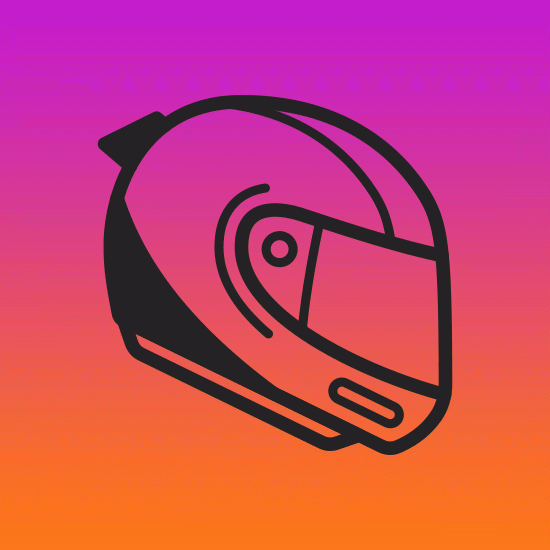 L’icona di un casco da motociclista; è una delle icone disegnate per l’interfaccia di “MotoGP™20”, l’edizione 2020 del videogioco ufficiale della MotoGP™ | © Portfolio di Riccardo Anelli