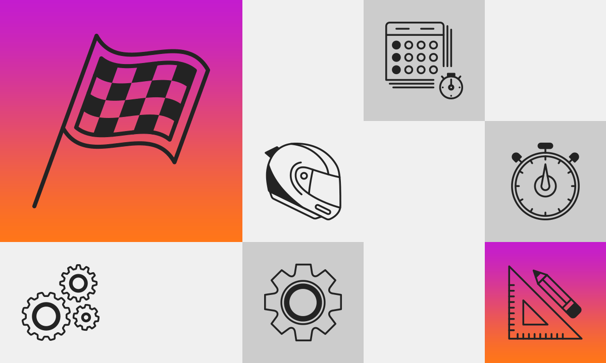 Sette icone disegnate per l’interfaccia del videogioco “MotoGP™20”